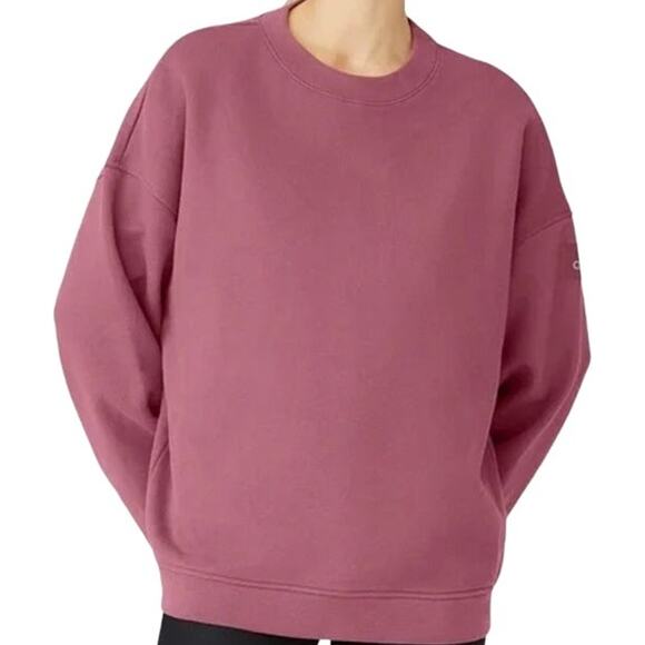 Alo Renown Heavyweight Crew Neck Pullover Sweatshirt Oversized Unisex Pink XL - Picture 1 of 7